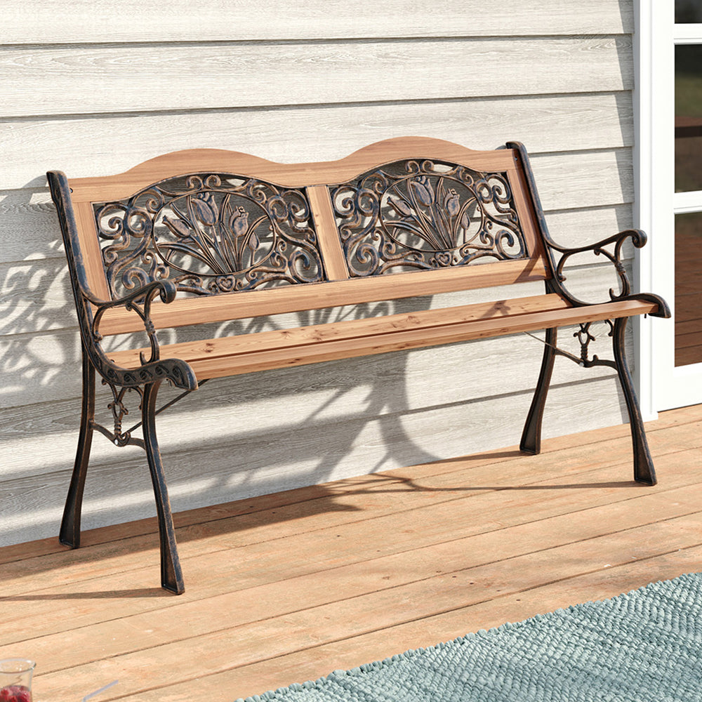 Outdoor Garden Metal Wood Bench Outdoor Patio Furniture Bench Chair