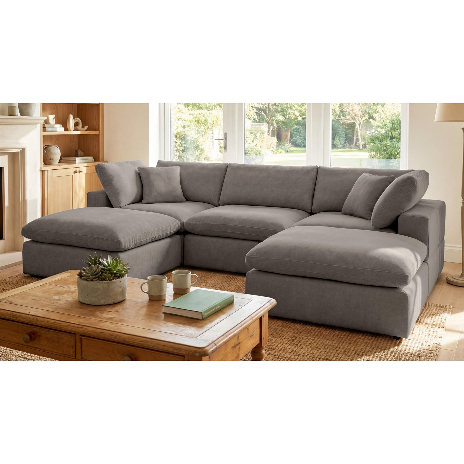 Cotleigh 5 Piece U-shaped Modular Corner Sofa | Grey