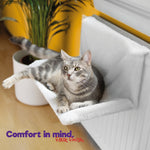 Petlicity Radiator Bed For Cats White Faux Fur Cover With Durable Steel Frame