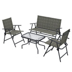 Outdoor 4 Pieces Patio Set, Mesh Fabric | Brown