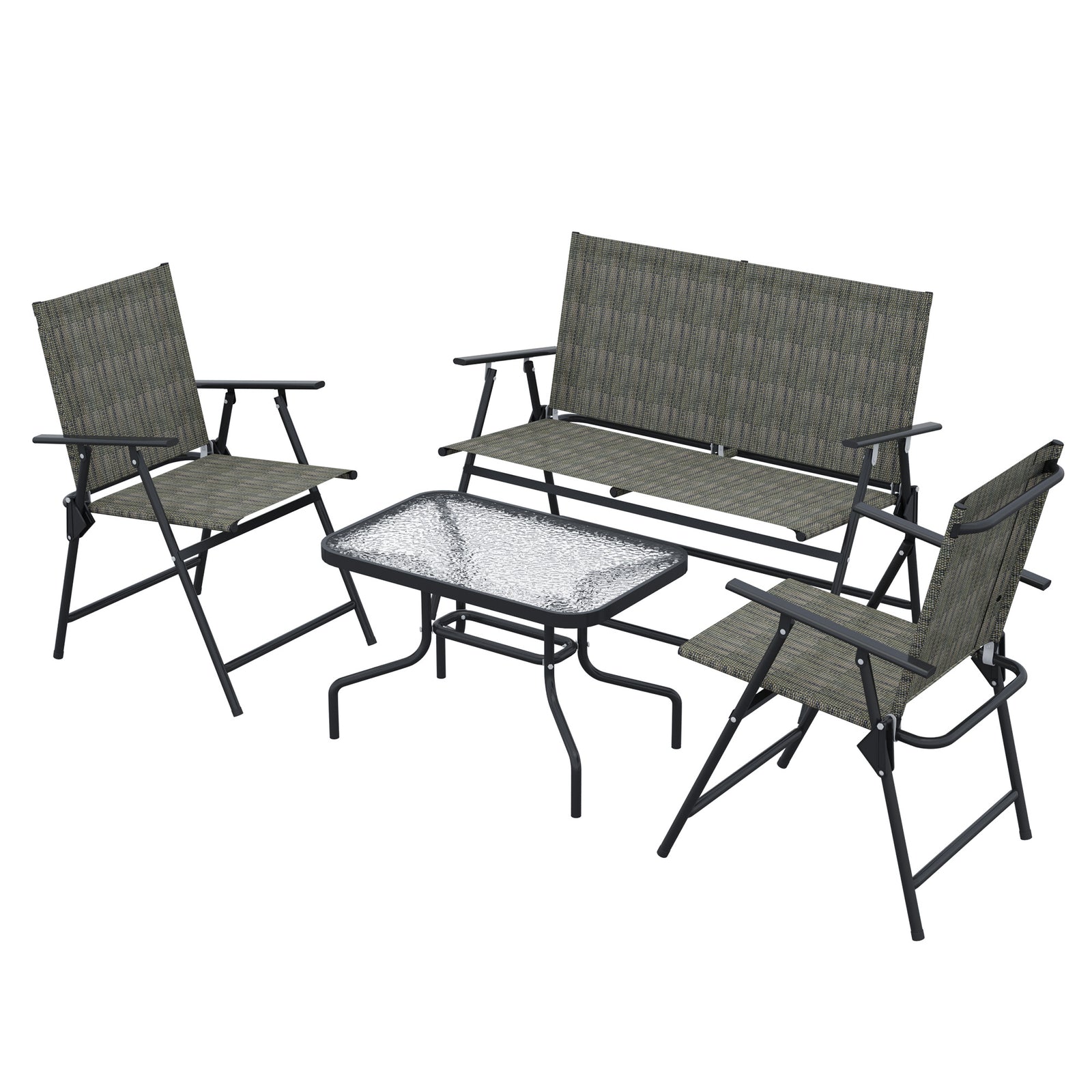 Outdoor 4 Pieces Patio Set, Mesh Fabric | Brown