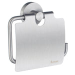 Chrome Wall Mounted Toilet Roll Holder With Lid Cover | Brushed Chrome