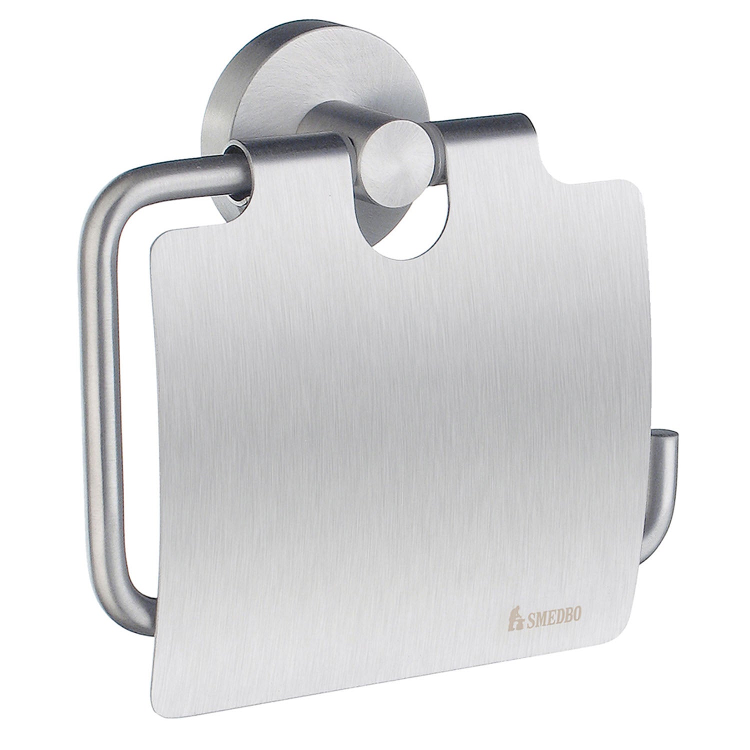 Chrome Wall Mounted Toilet Roll Holder With Lid Cover | Brushed Chrome