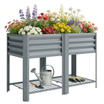 Outsunny Raised Garden Bed With Storage Shelf 120x55cm Grey