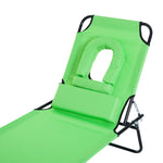 Garden Sun Lounger Folding Recliner Chair | Set of 1 | Green