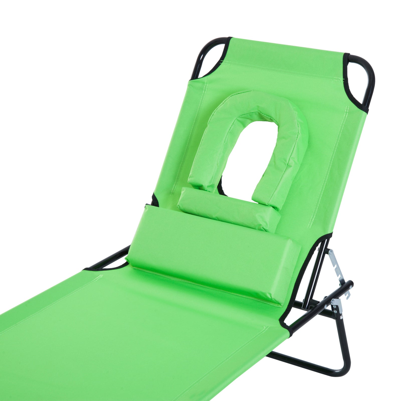 Garden Sun Lounger Folding Recliner Chair | Set of 1 | Green