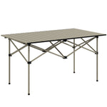 Portable Folding Camping Table W/ Roll Up Aluminium Top | Khaki