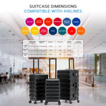 Set Of 3 Aluminium Frame/ABS Body Outer Cabin Carry & Check In Hold Luggage. Overhead Cabin Bag + Medium & Large Check-in Hold Suitcases | Set of 3 | Black