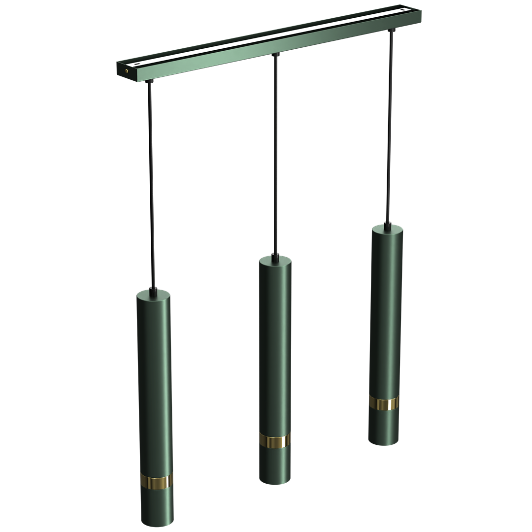 Joker Contemporary Pendant Lamp 3xgu10 Hand Made Cylindrical Style Light | Green & Gold