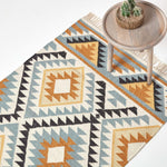Agra Handwoven Diamond Kilim Wool Rug | 150cm x 95cm | Yellow & Black
