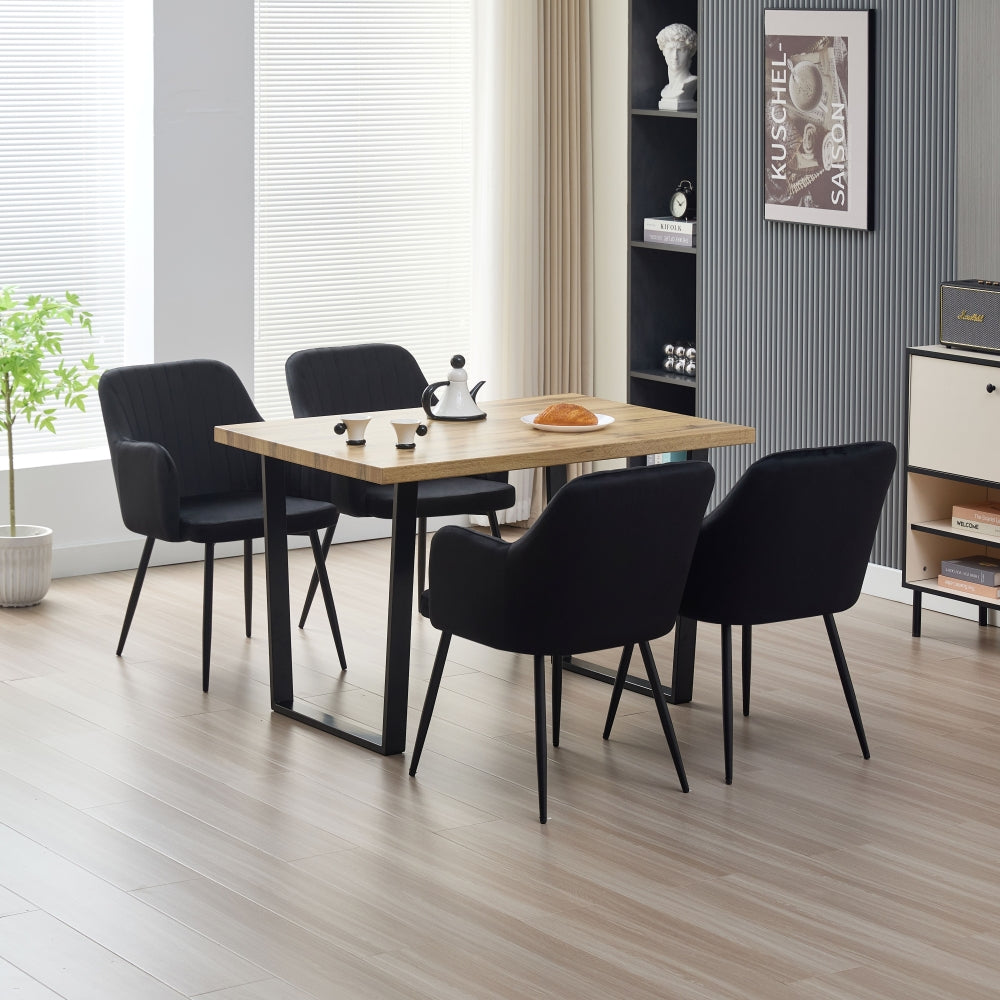 Stylish Colorado Dining Table Set With 4 Velvet Charlotte Chairs | Black