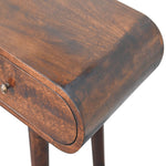 Light Walnut Curved Edge Console Table, 2 Drawers, Dark Brown