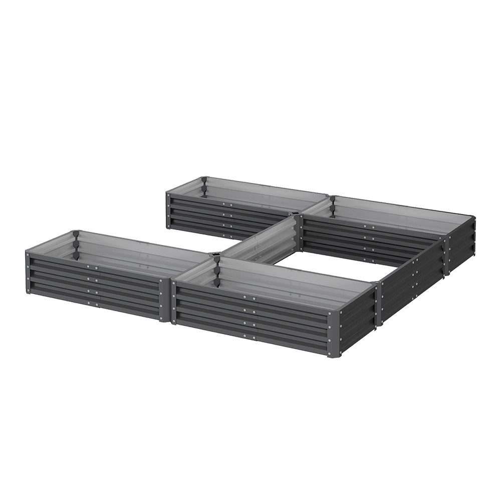 U-shaped Raised Garden Bed With 5 Compartments | One Size | Dark Grey