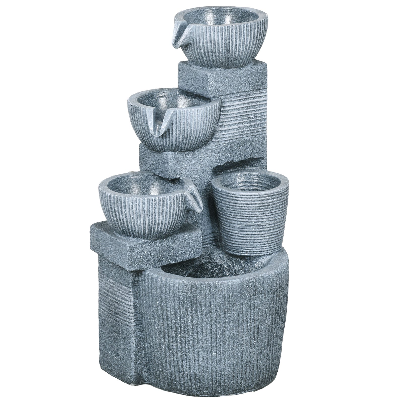 57cm Solar 4-tier Fountain, Dark Grey