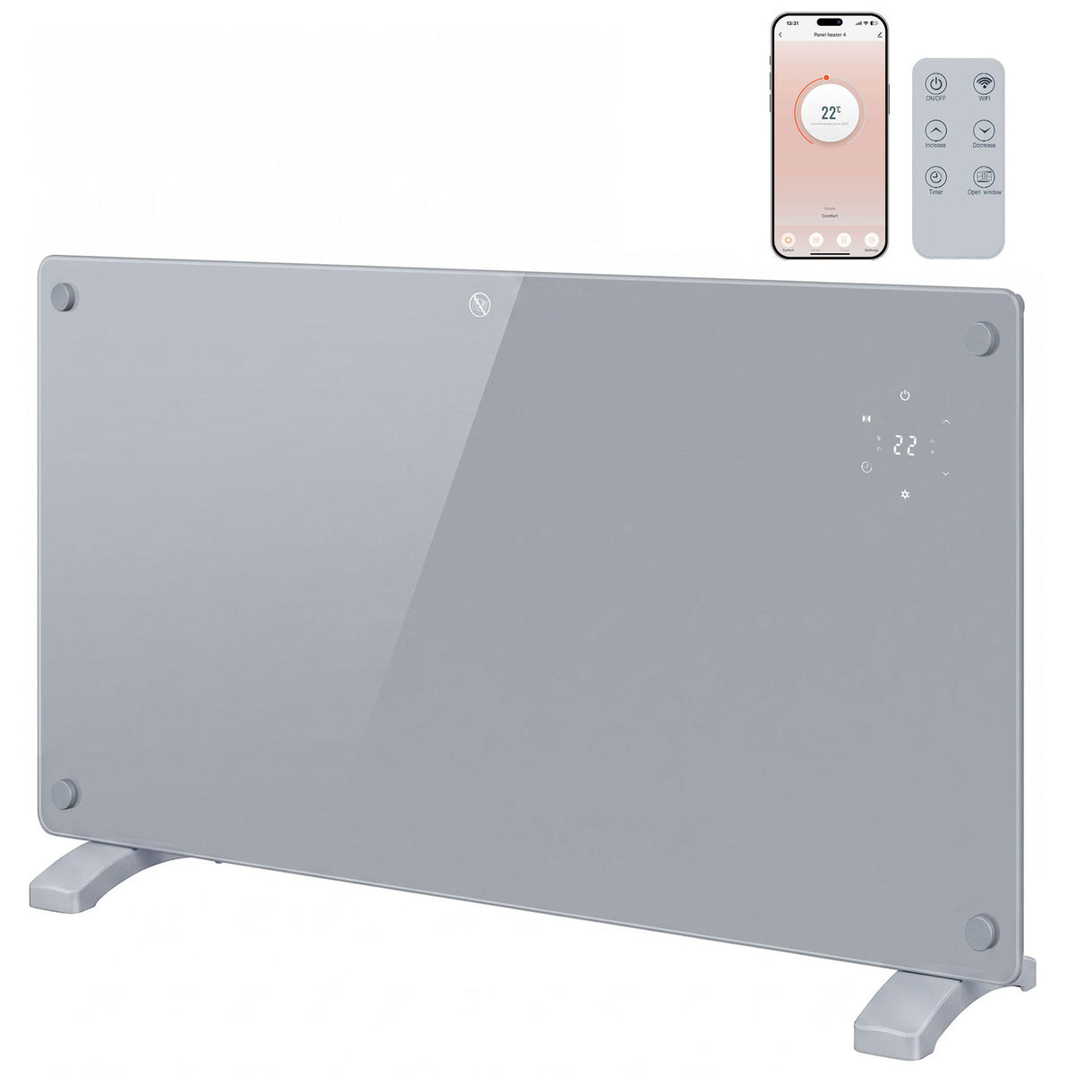 1500w Electric Space Heater Radiator Wifi Smart App | Grey