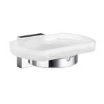 Frosted Glass Soap Dish With Wall Mounted Holder | Polished Chrome