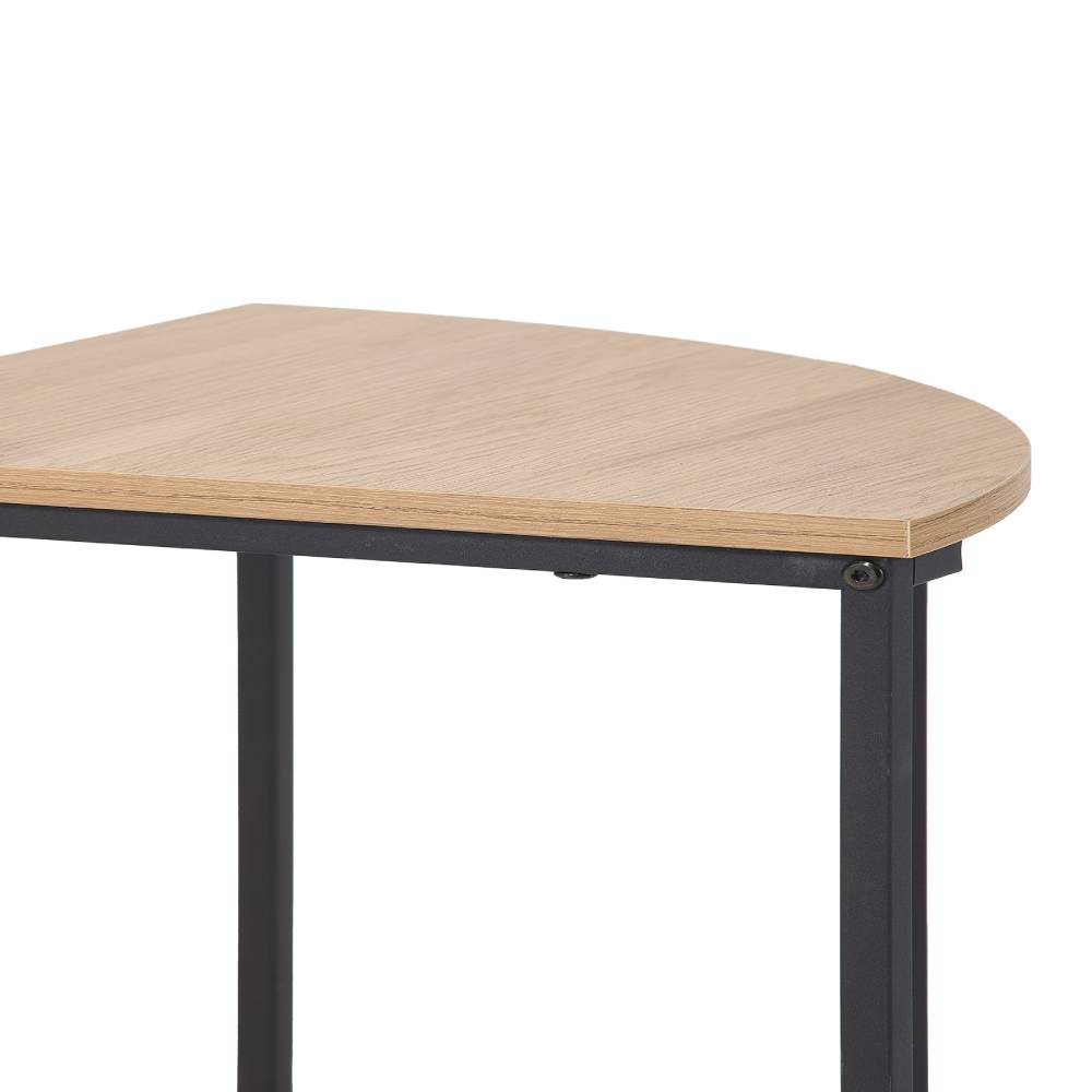 5-piece Round Dining Table Set With 4 Nesting Stools, Wood Grain Top & Black Metal Frame
