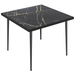 Square Outdoor Dining Table, Marble Effect Top | Black