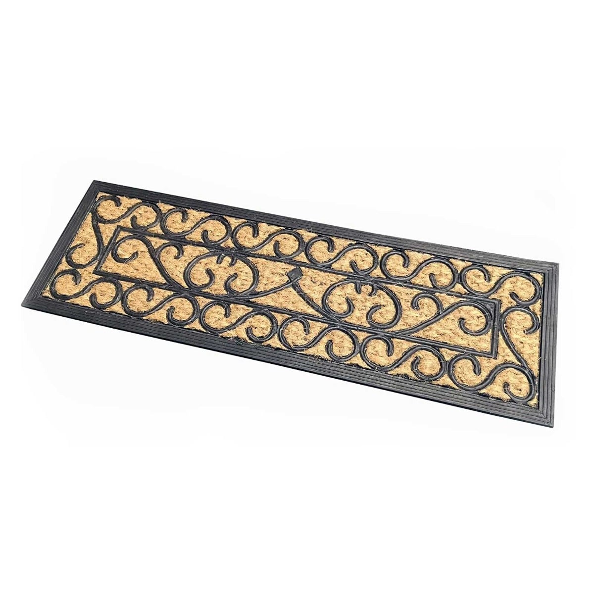 HOMESCAPES Scroll Rubber And Coir Doormat