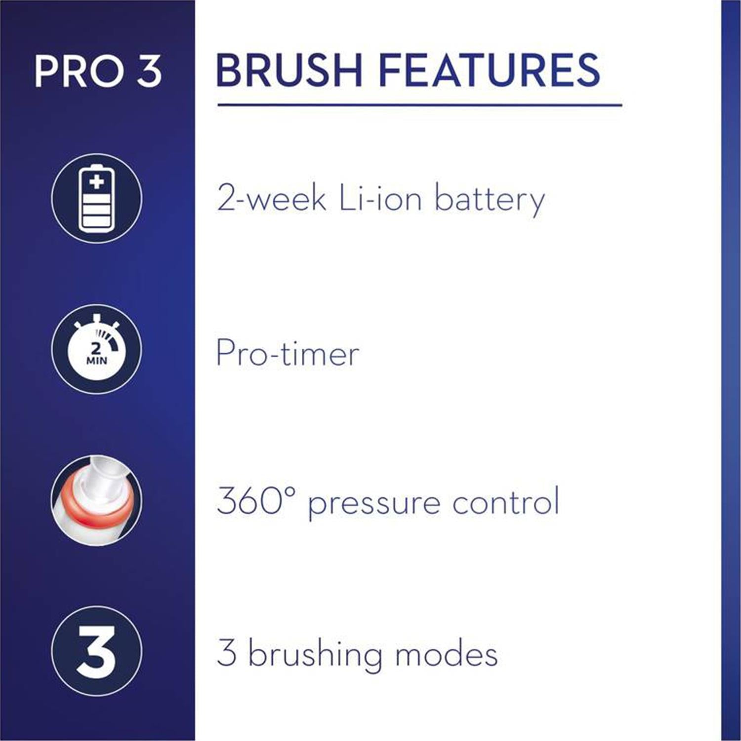 Pro 3 3500 Electric Toothbrush With Smart Sensor Cross Action, Pink