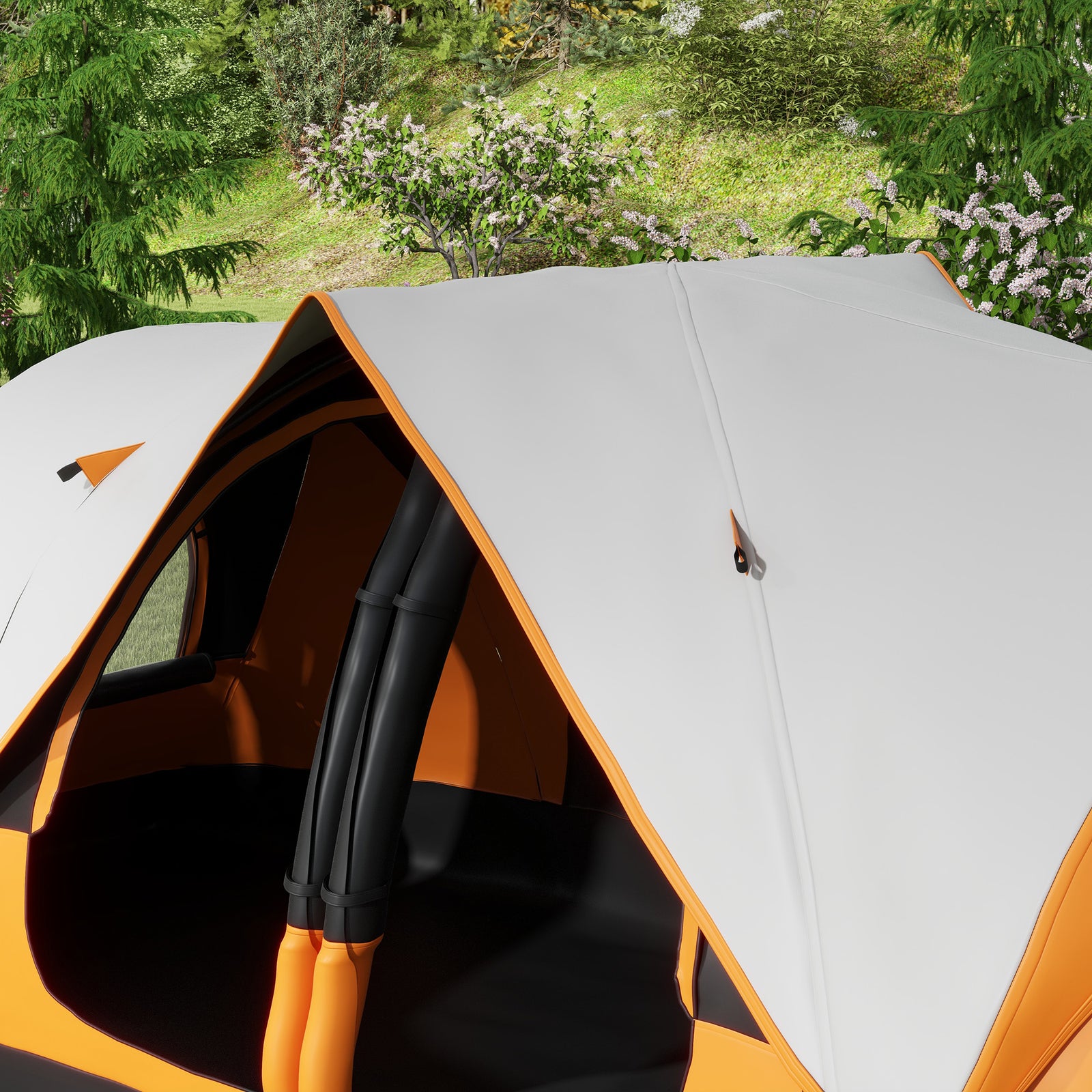 2 Room Camping Tent With Waterproof Rainfly & Screen Panels | Orange