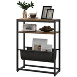 HOMCOM Narrow Side Table with 3-Tier Storage 43 x 18 x 56 cm Rustic Brown