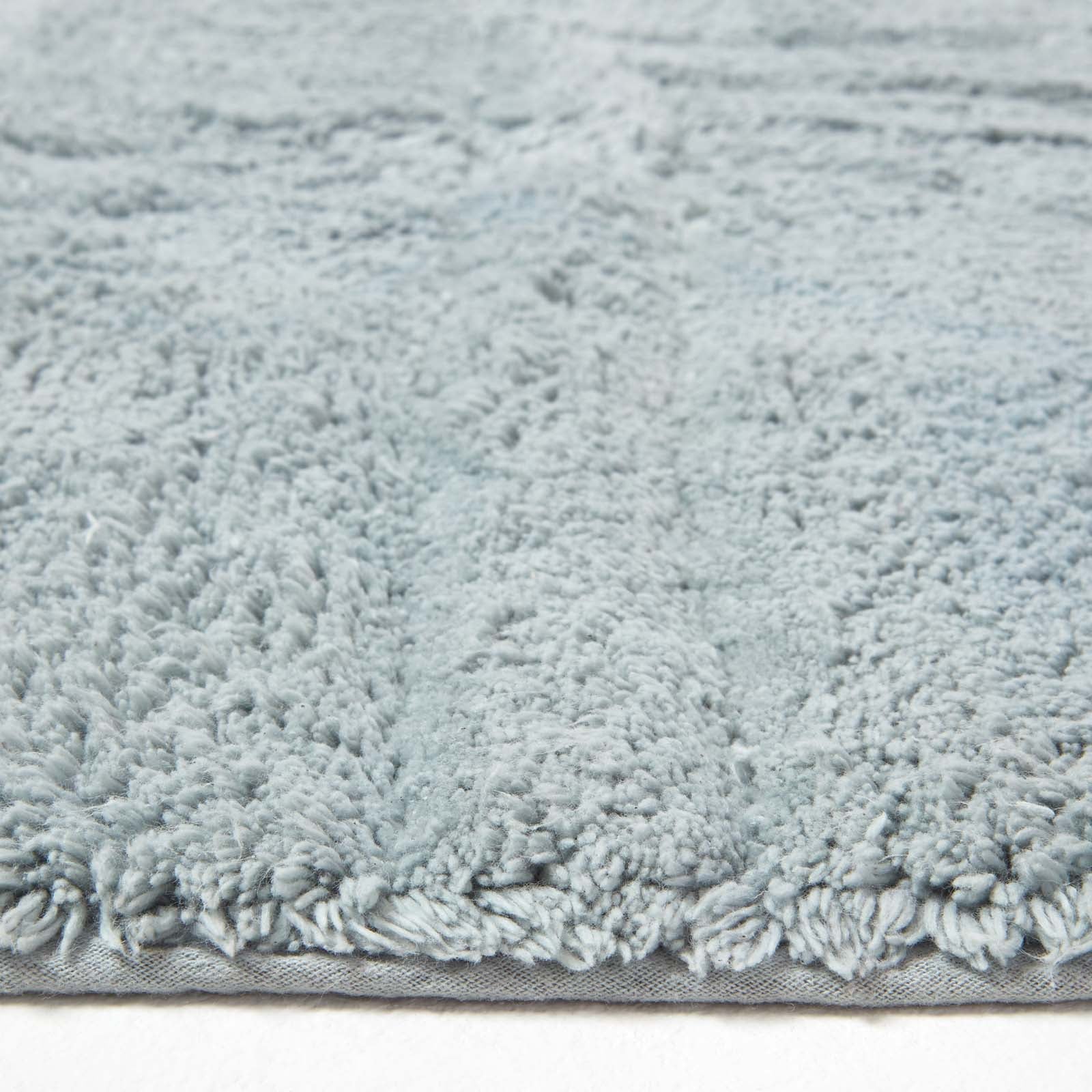 Cotton Tufted Rug Union Jack Plain Embossed Mat | 150cm x 95cm | Silver Grey