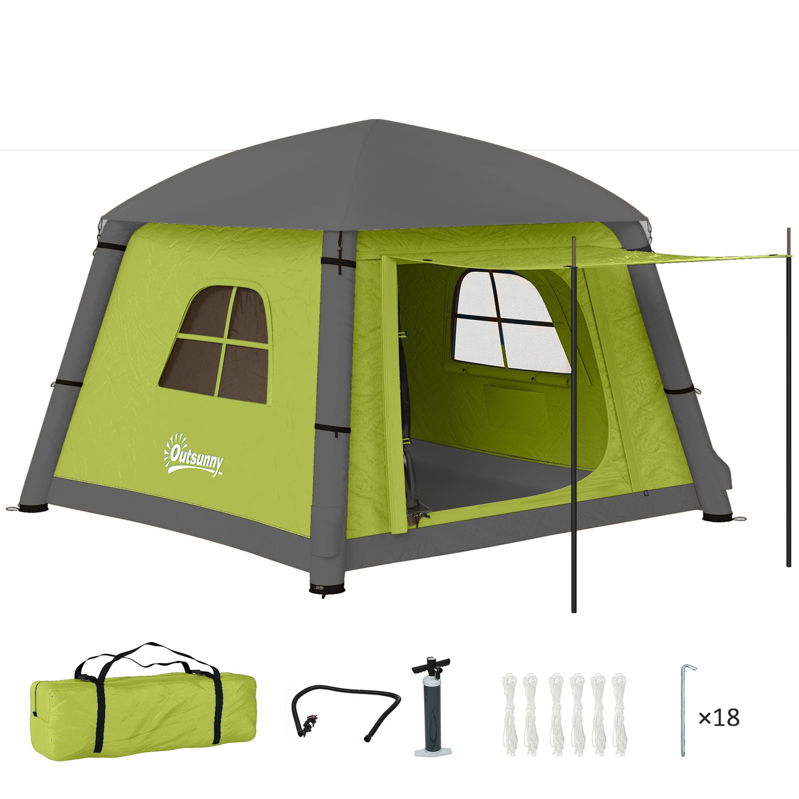 Inflatable Camping Tent, Easy Setup 2 Man Tent | Green