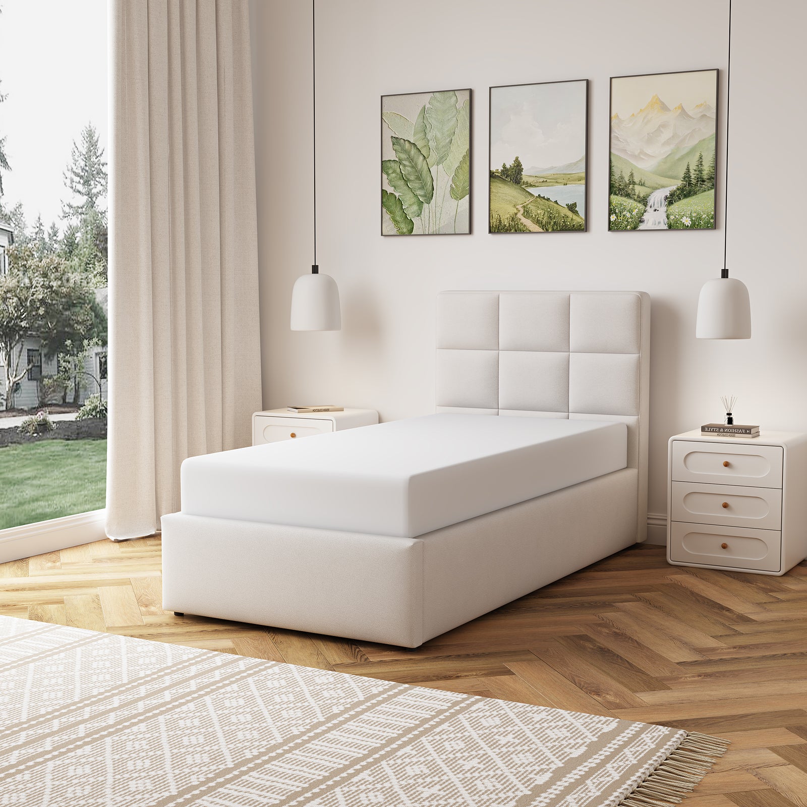 Richwood Fabric Ottoman Bed Frame | Single | Beige
