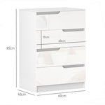 4 Drawer Chest Of Drawers For Bedroom, 60 X 40 X 85cm, White