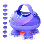 Electric Scalp Massager With 8 Interchangeable Heads, Ipx7 Waterproof, Type-c Rechargeable | Purple
