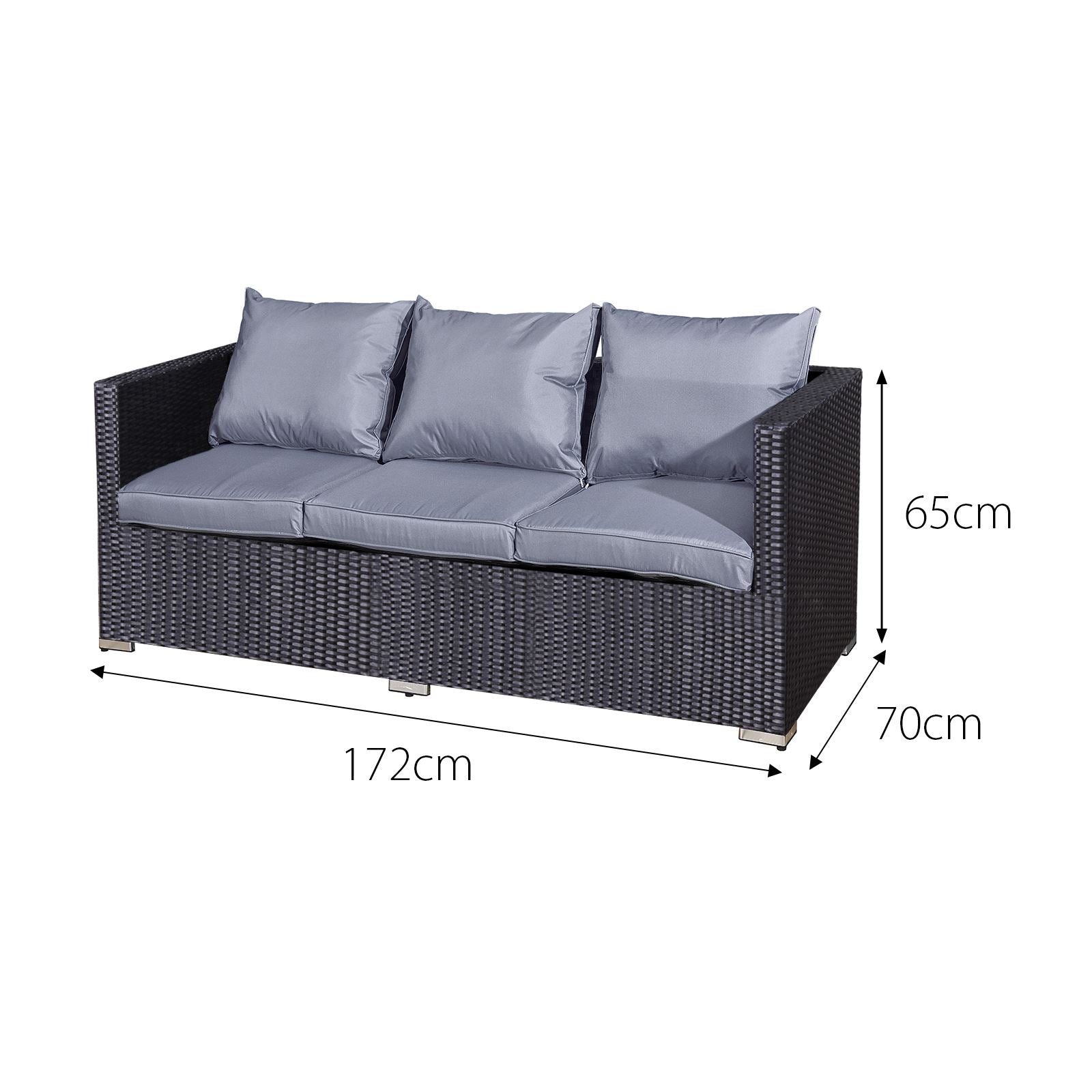 Acorn Rattan 5 Seat Lounge Sofa Set | Black