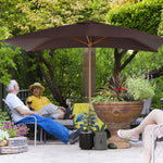 Wooden Garden Parasol Sun Shade Outdoor Umbrella Canopy | Brown