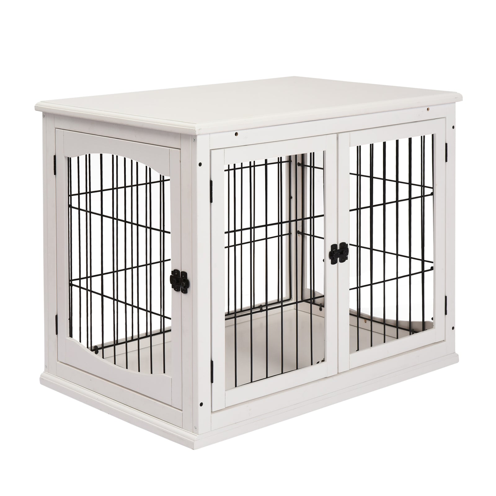 Indoor Cat Box Furniture W/ Scratch Magnetic Door | White