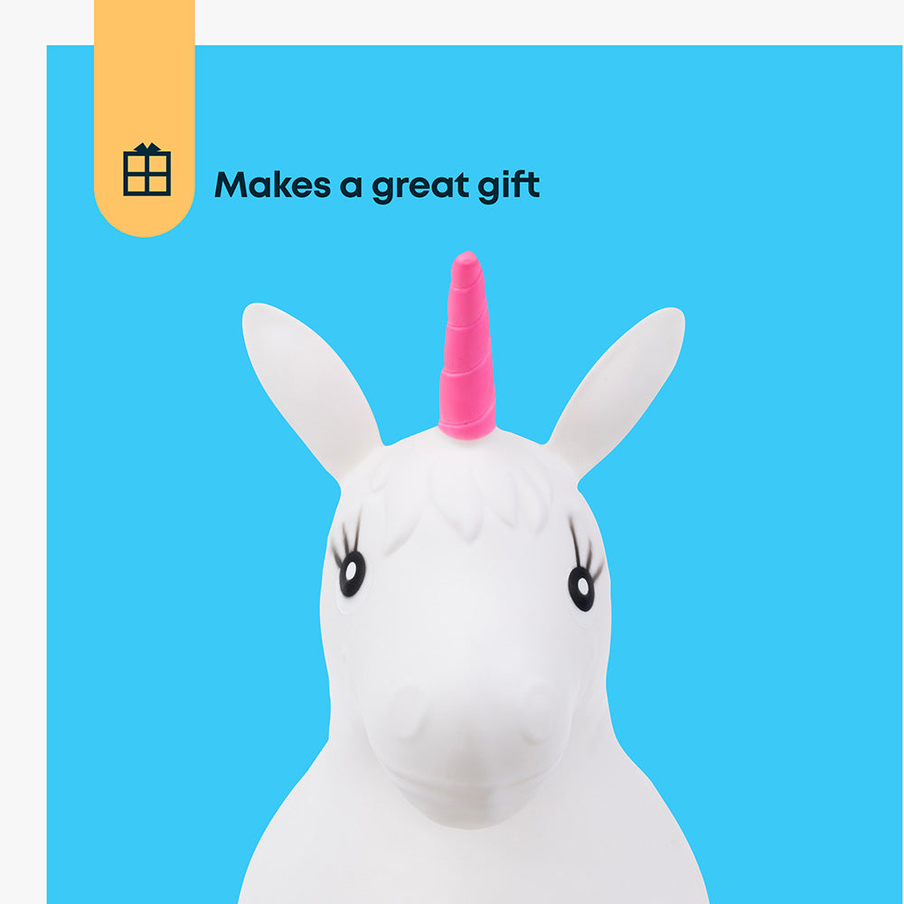 Inflatable Unicorn Hopper Ride On Bouncy Animal Toy With Hand Pump