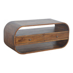 Solid Wood Chestnut Curved Edge Media Unit With 2 Drawers