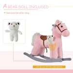 Kids Plush Ride-on Rocking Horse With Plush Toy Sound Handle Grip | Pink
