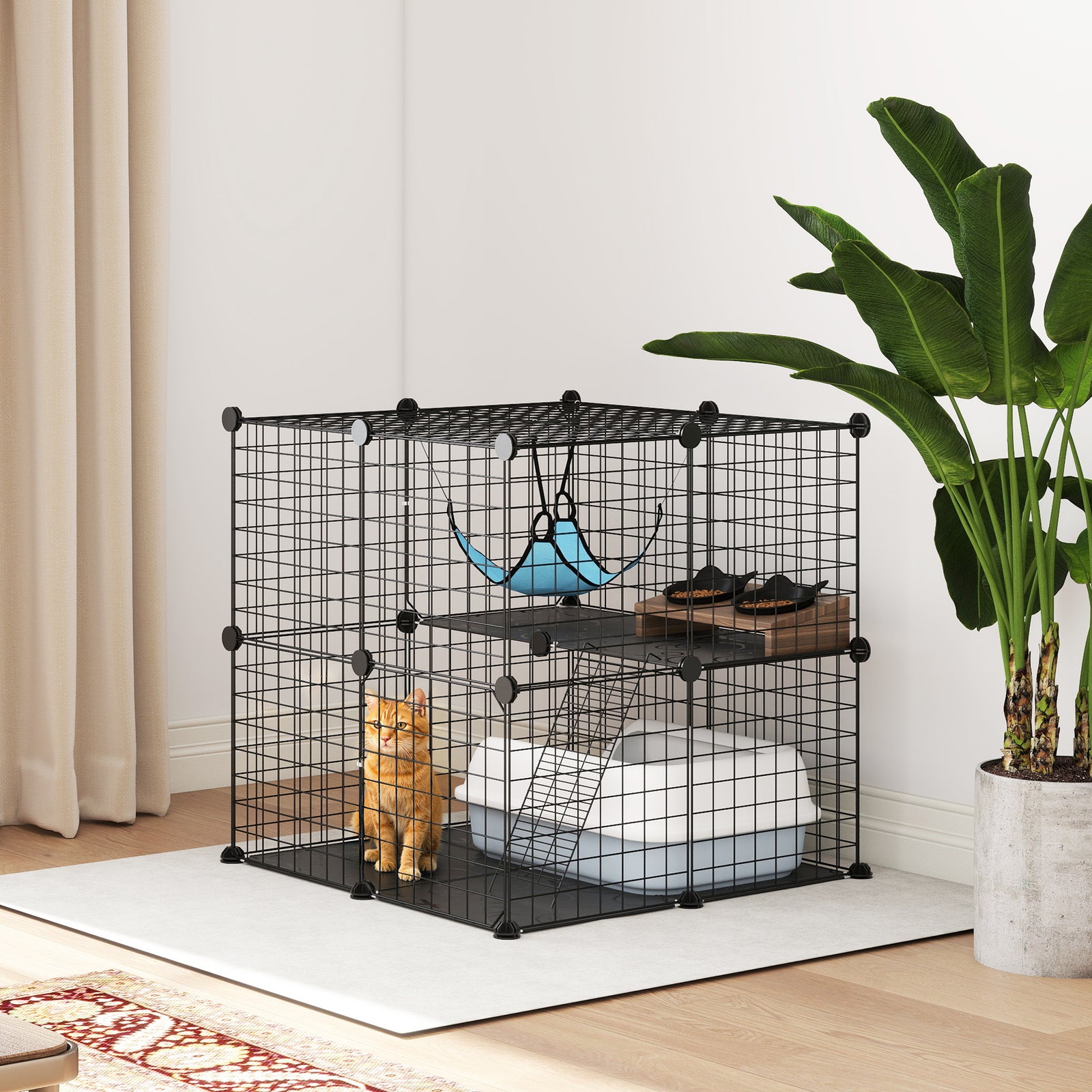 Indoor Cat Cage With Diy Customisable Design | 70cm | Black