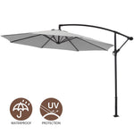 3m Banana Cantilever Patio Parasol For Outdoor Sunshade And Rain With A Cross Base And A Square Base | One Size | Light Grey