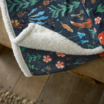 Snuggle Warm Fleece 140x180cm Throw Fox And Florals