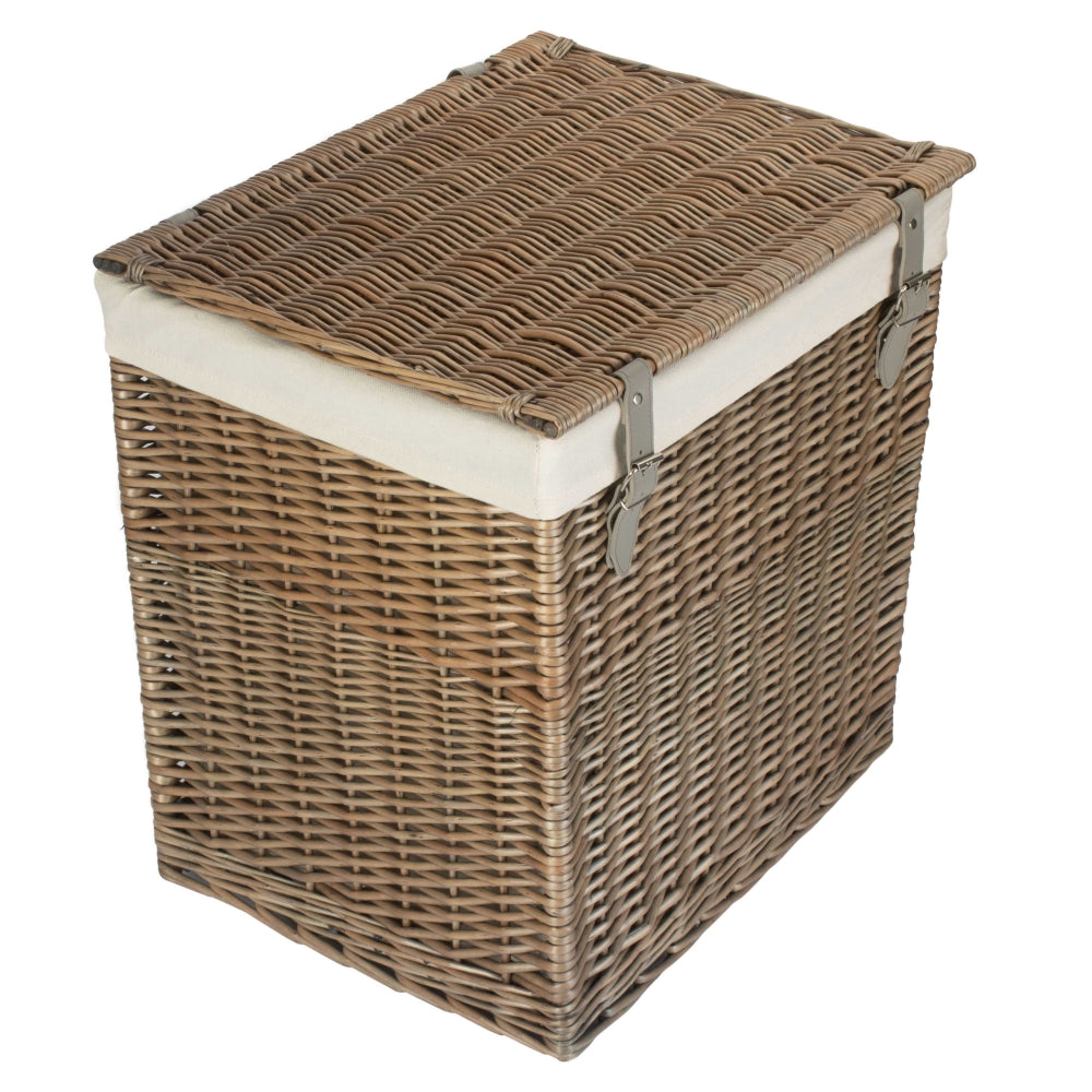 White Cotton Lined Boutique Antique Wash Laundry Baskets | Large