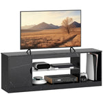 HOMCOM Marble Effect Tv Stand Cabinet With Glass Shelf For 55 Inch Tvs