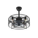 20 Inch Black Industrial Ceiling Fan With 8 Metal Blades & Remote Control 3 Speed Adjustable Modern Fan Light