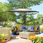 2.7m Patio Parasol W/ Tilt And Crank - 8 Metal Ribs