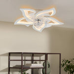White Petal-shaped Ceiling Fan Light 27.1 Inch Led With 3-color Dimming, Reversible Quiet Motor, 6-speed, 2.4g App Control & Sleep Timer