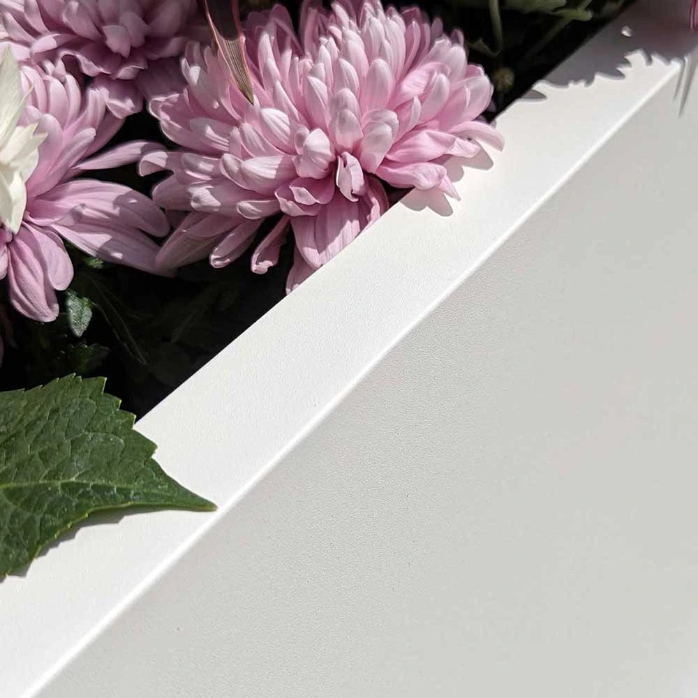 Zinc Galvanised Tall Square Planter | 25cm x 25cm x 50cm | White