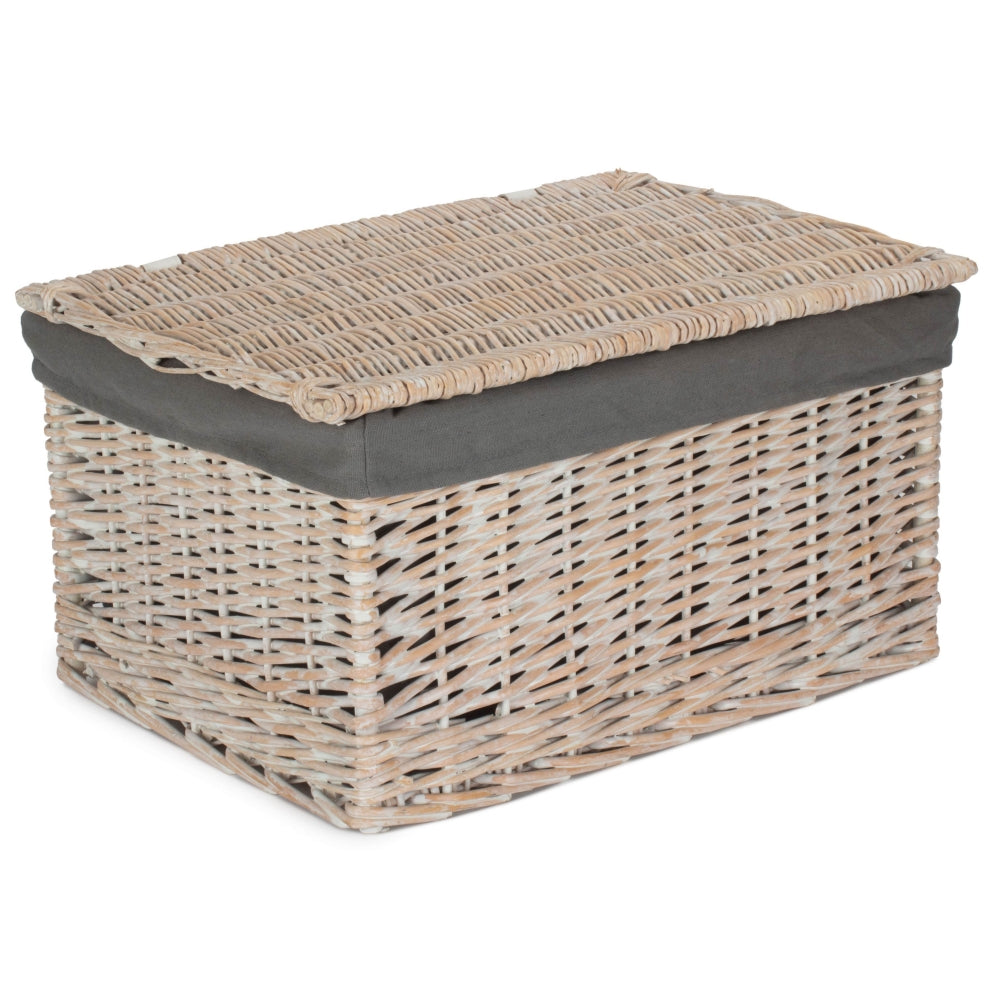 White Wash Steamed Cotton Lined Storage Basket | Large