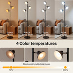 Emitto Floor Lamp, 3-light Dimmable Standing Lamp, Remote Touch, Black
