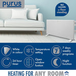 Electric Radiator Panel Heater Eco Bathroom Safe Wall Mounted Or Floorstanding Timer Thermostat Lot 20 | 1800w | White