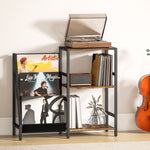 Record Player Stand, 3-tier Side Table With Vinyl Record Storage | Brown